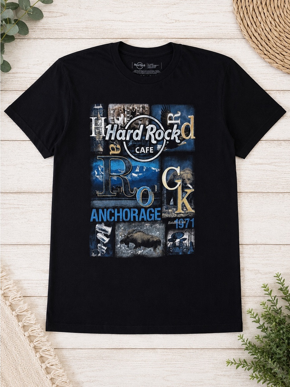 New Hard Rock Cafe Men’s Black Anchorage Alaska Graphic Tee T-Shirt Size Xl